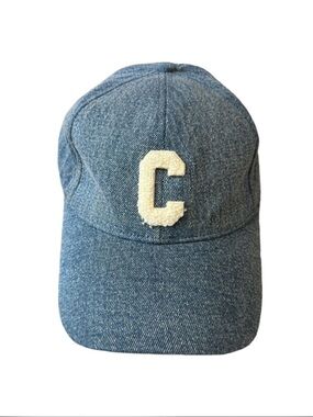Celine Light Blue Denim Baseball Cap with Gold Buckle